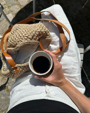 FOR TIL VESKE MED RUND BUNN - C = 68 CM - NATUR (FRENCH MARKET BAG/LITEN TERRAZZO BAG)